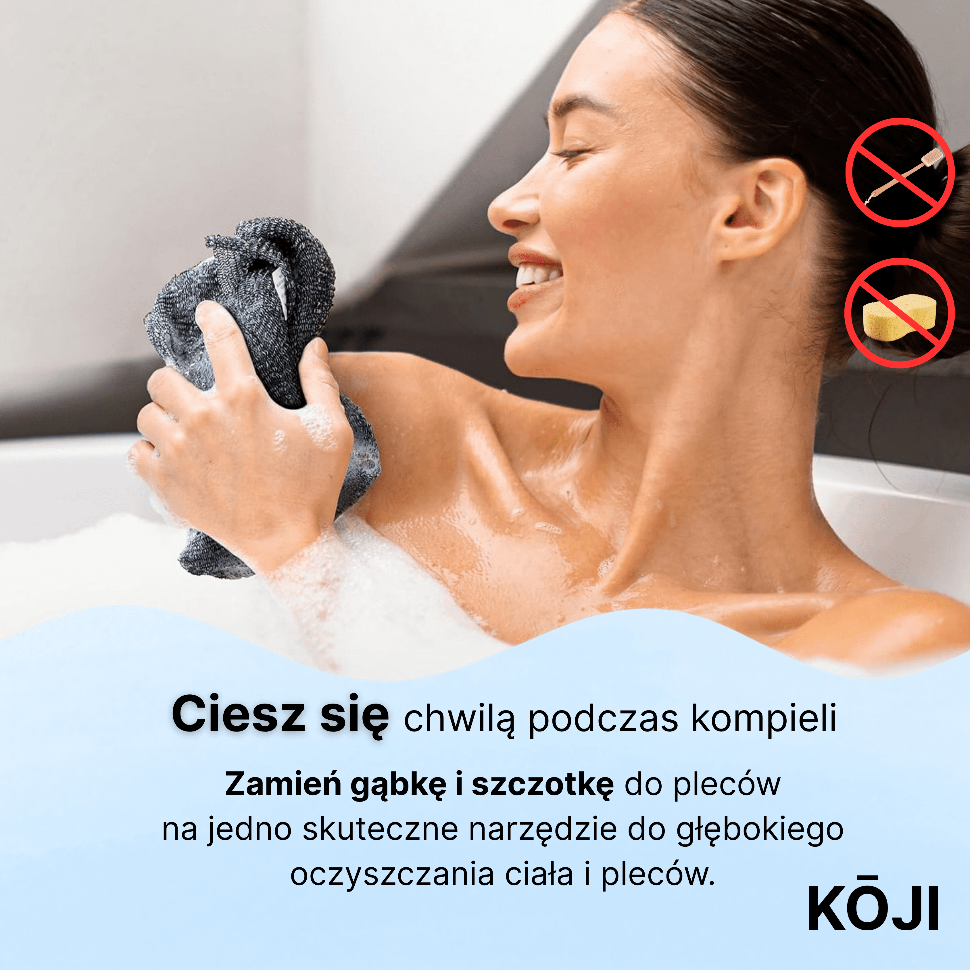 KŌJI - antybakteryjny, złuszczający ręcznik do skóry całego ciała z jonami srebra.