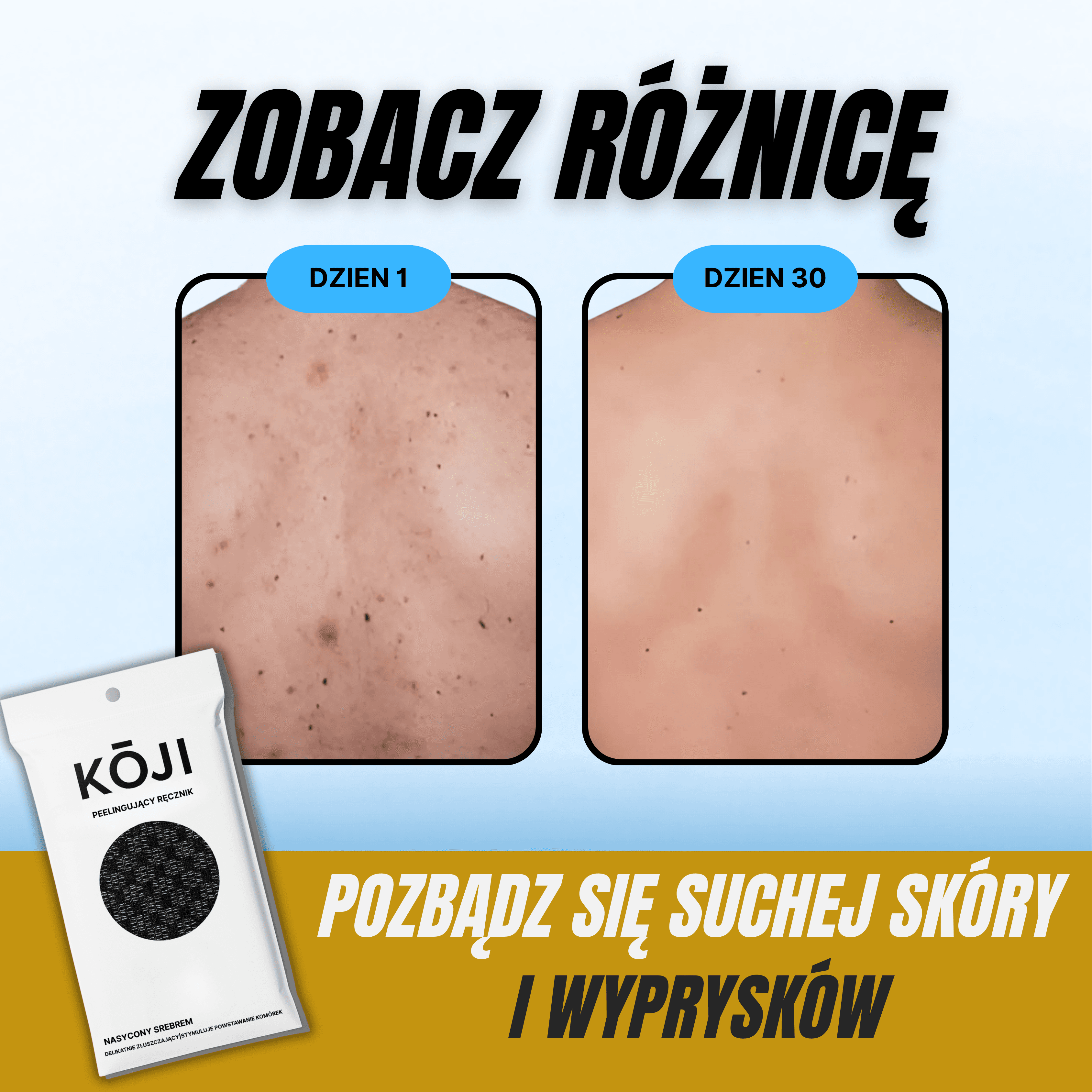 KŌJI - antybakteryjny, złuszczający ręcznik do skóry całego ciała z jonami srebra.